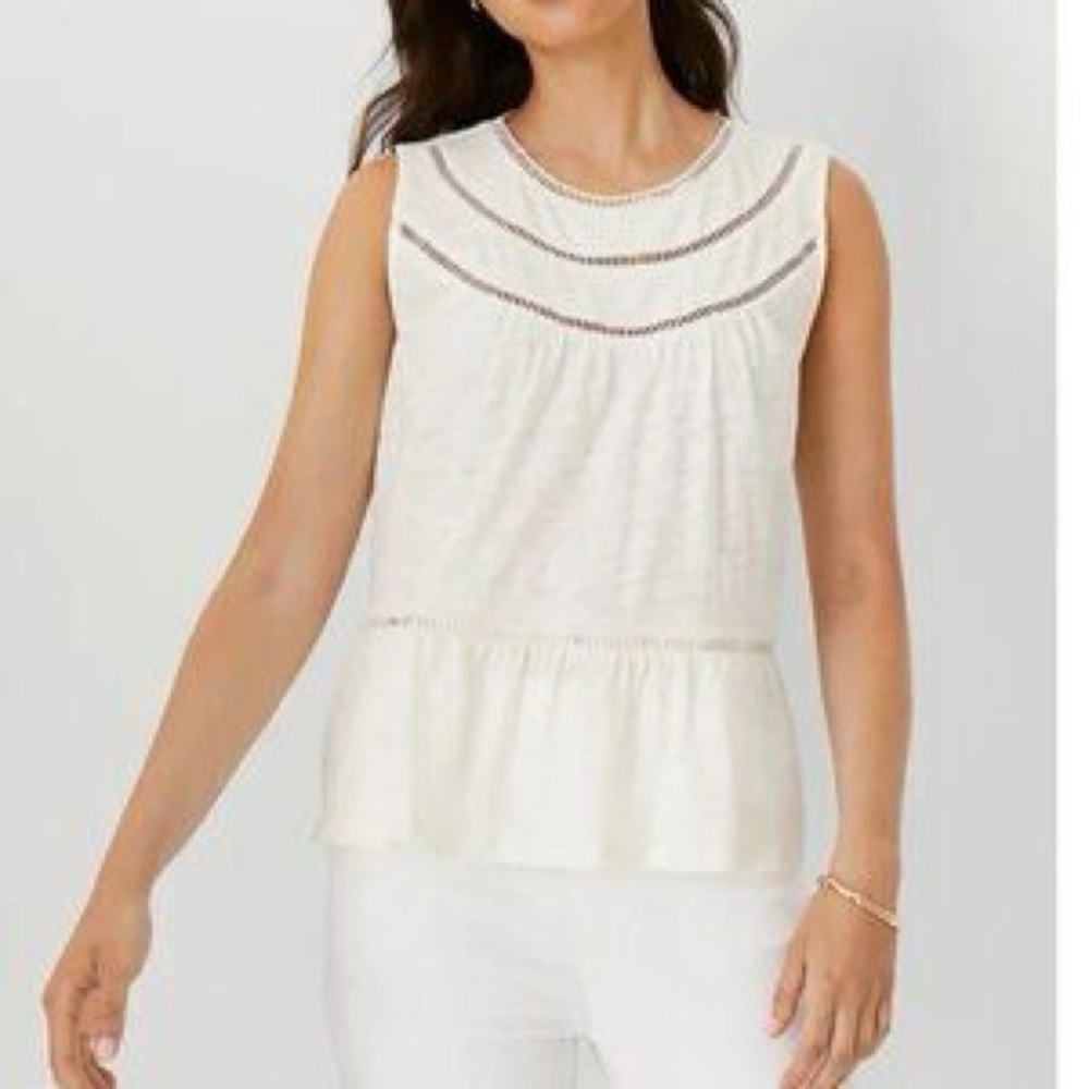 Ann Taylor Cream Sleeveless Top